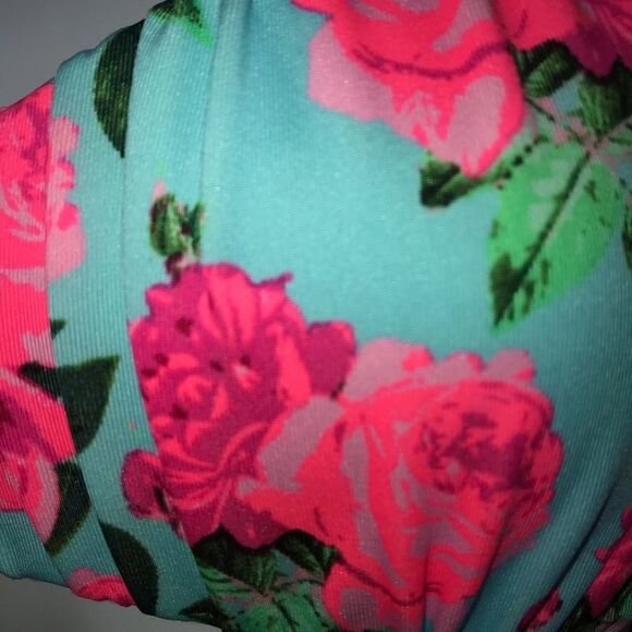 NEW! H&M Turquoise Floral Bandeau with Straps 4 - Picture 5 of 8